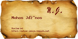 Mohos János névjegykártya